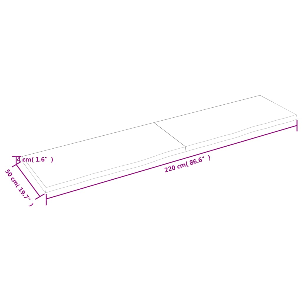 vidaXL Prateleira de parede 220x50x(2-4) cm carvalho tratado castanho