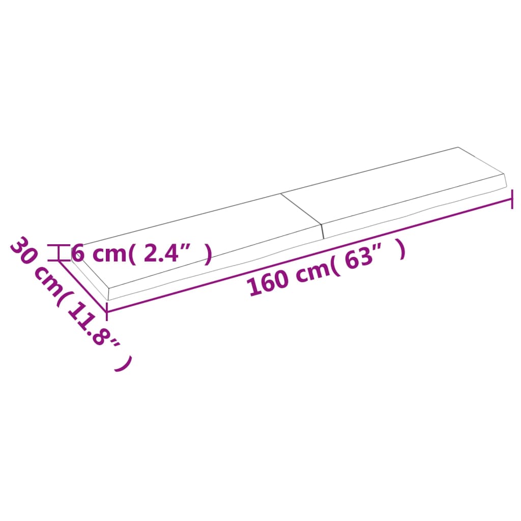 vidaXL Prateleira de parede 160x30x(2-6)cm carvalho maciço não tratado