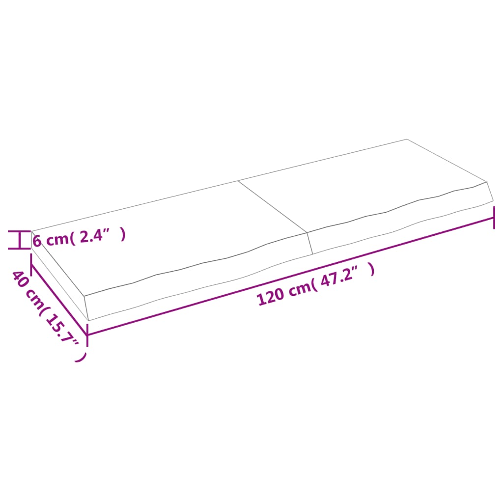 vidaXL Prateleira de parede 120x40x(2-6)cm carvalho maciço não tratado