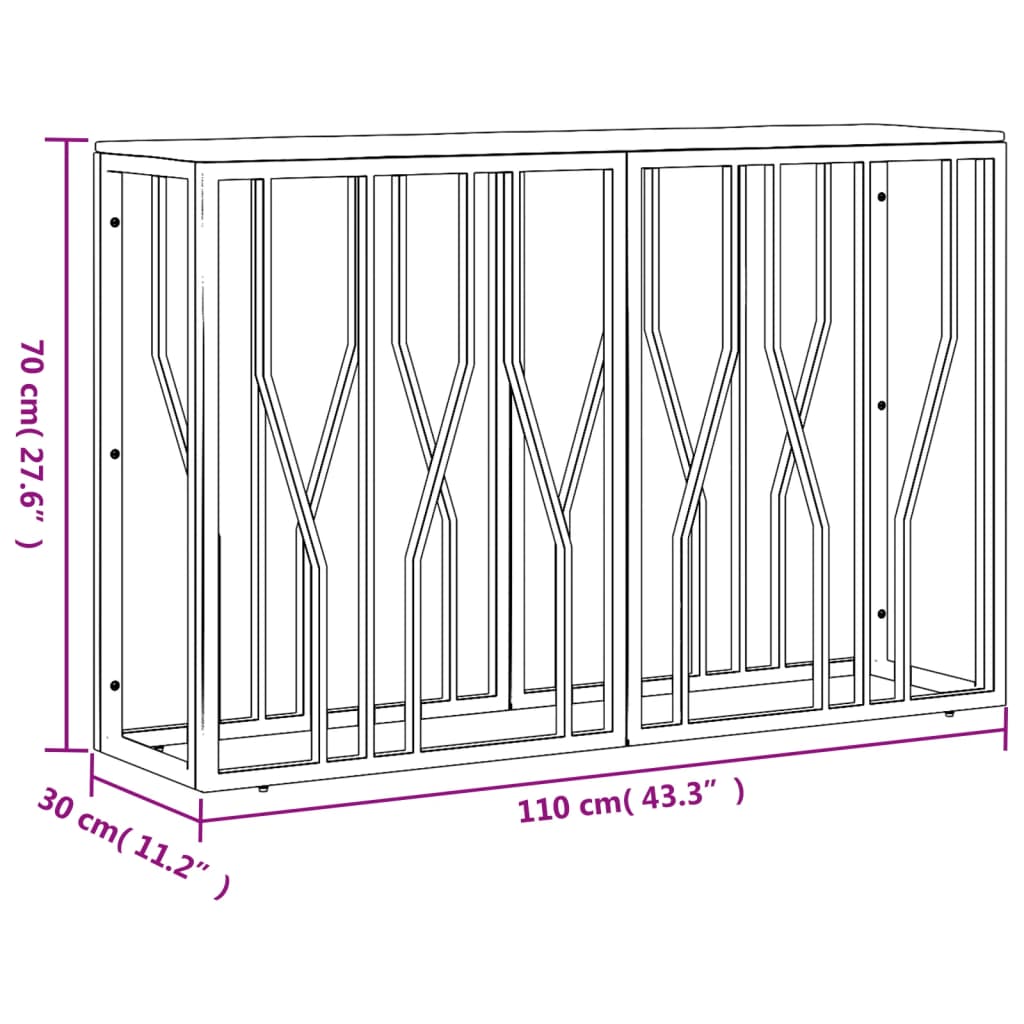 vidaXL Mesa consola aço inoxidável/madeira de acácia maciça prateado
