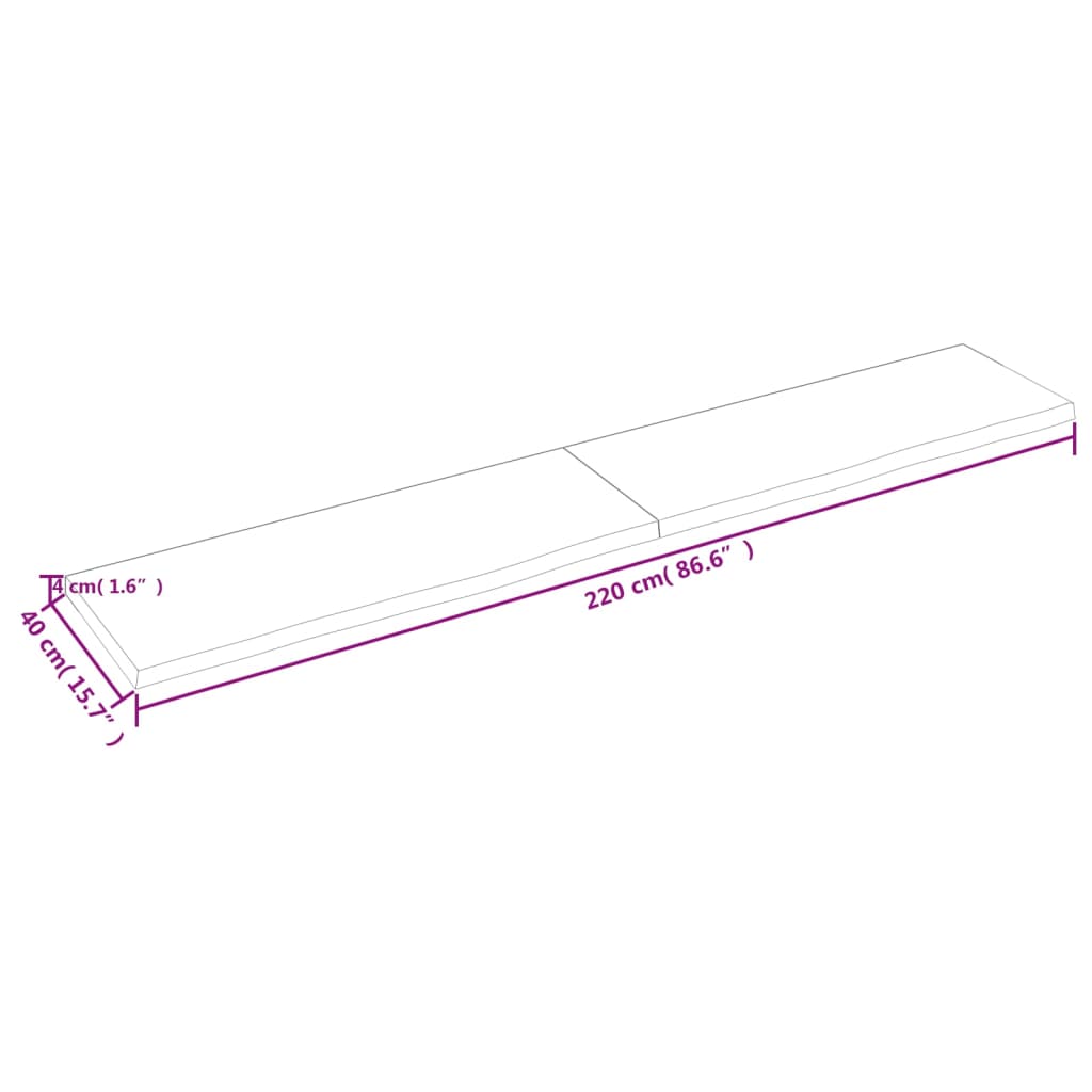 vidaXL Prateleira de parede 220x40x(2-4) cm carvalho tratado castanho