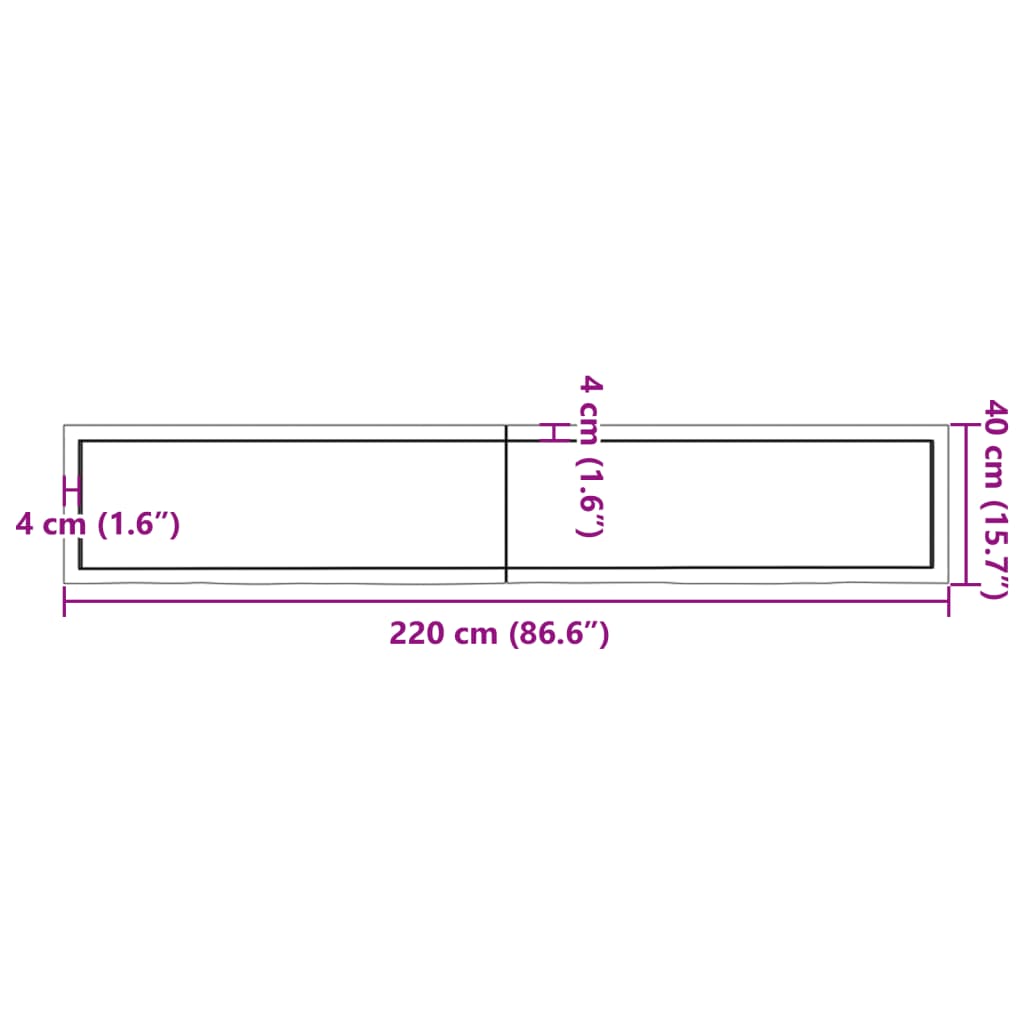 vidaXL Prateleira de parede 220x40x(2-4) cm carvalho tratado castanho