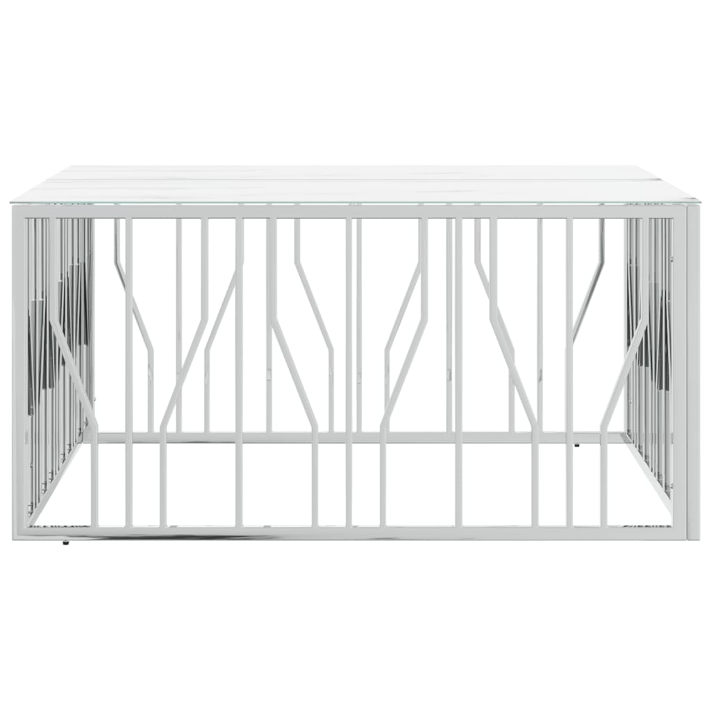 vidaXL Mesa de centro 100x100x50 cm aço inoxidável e vidro prateado