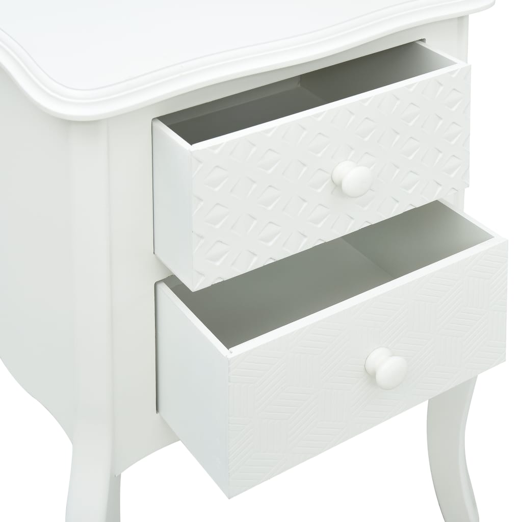 vidaXL Mesa de cabeceira 43x32x65 cm MDF branco