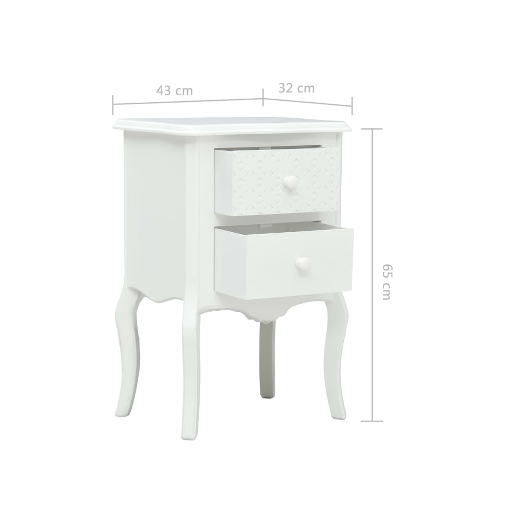 vidaXL Mesa de cabeceira 43x32x65 cm MDF branco