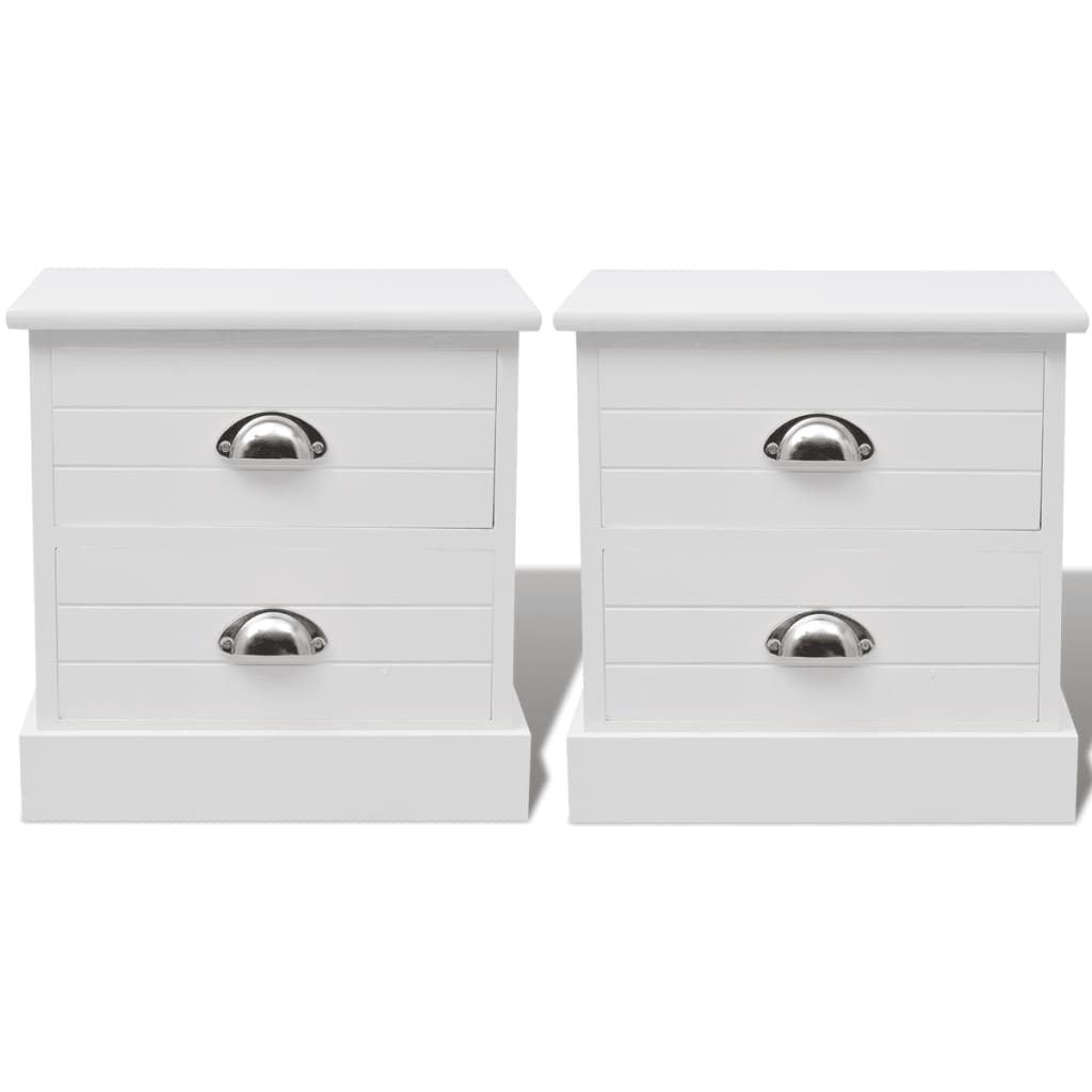 vidaXL Mesas de cabeceira estilo francês 2 pcs branco