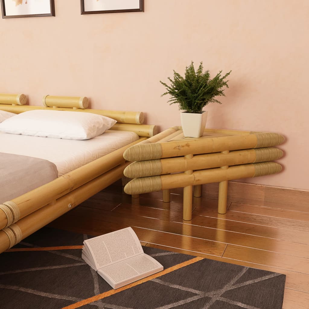 vidaXL Mesas-de-cabeceira 2 pcs 60x60x40 cm em bambu natural