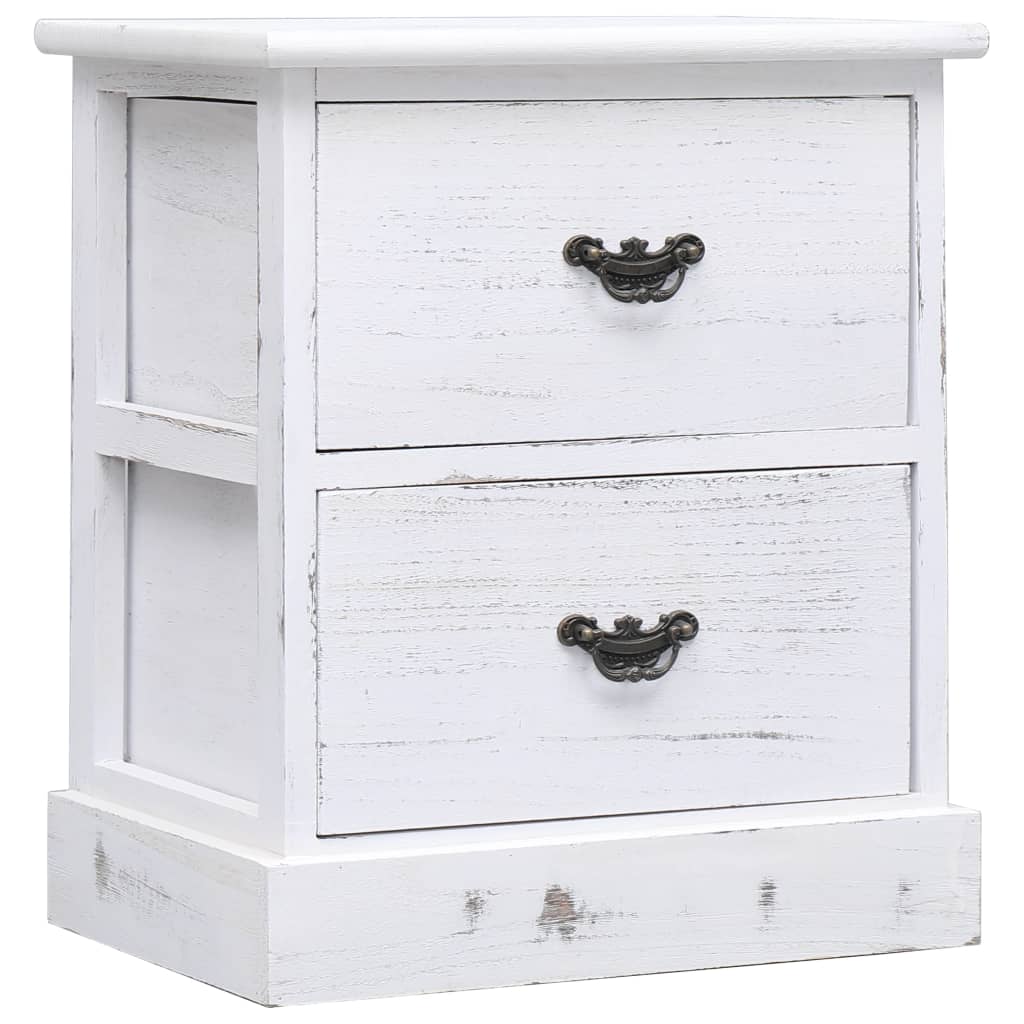 vidaXL Mesa de cabeceira 38x28x45 cm madeira de paulownia branco