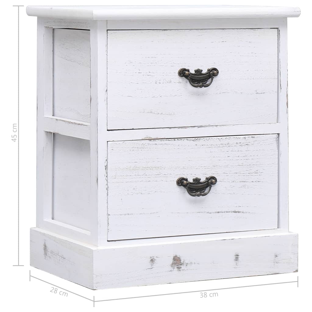 vidaXL Mesa de cabeceira 38x28x45 cm madeira de paulownia branco