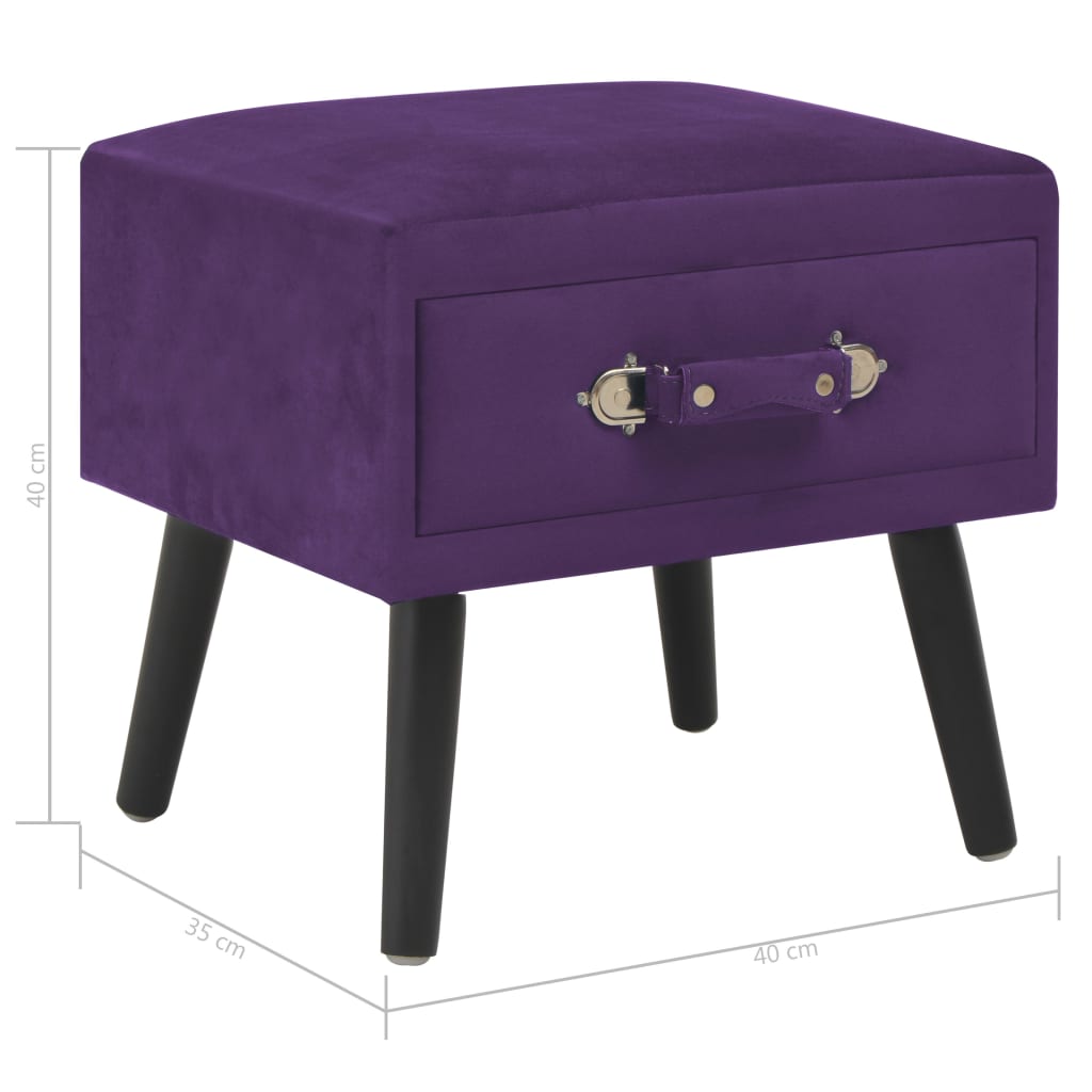 vidaXL Mesa-de-cabeceira 40x35x40 cm veludo roxo escuro