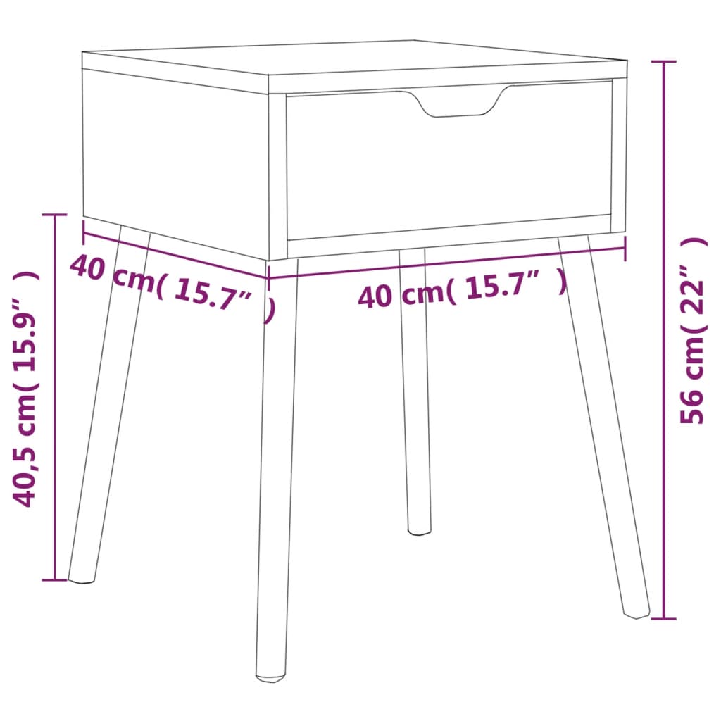 vidaXL Mesas de cabeceira 2 pcs 40x40x56cm derivados de madeira branco