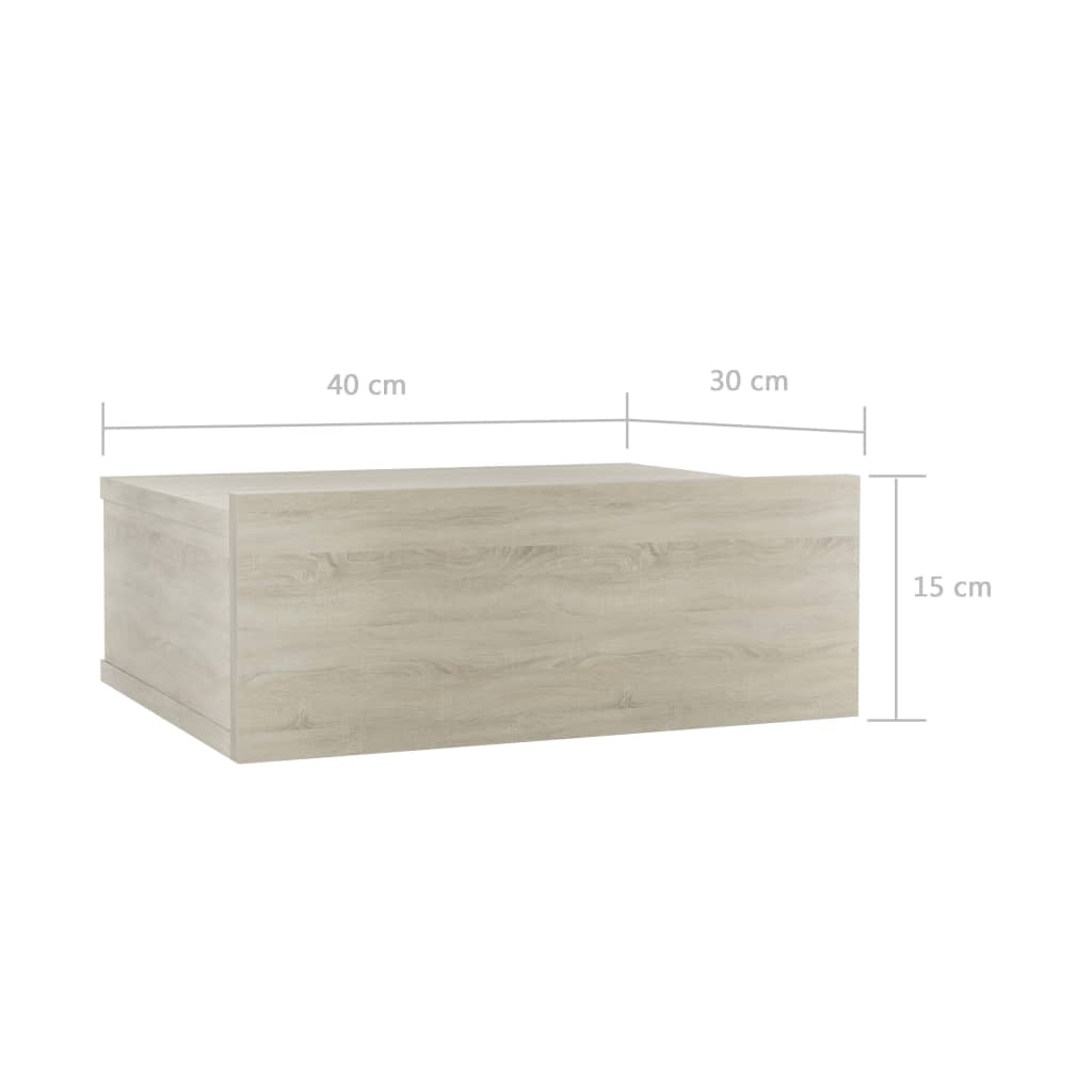 vidaXL Mesa cabeceira suspensa 2 pcs 40x30x15cm contrapl. carv. sonoma