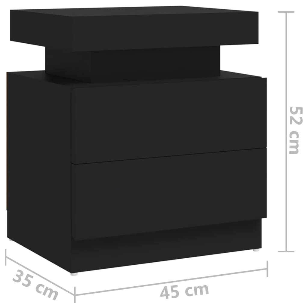 vidaXL Mesa de cabeceira 45x35x52 cm aglomerado preto