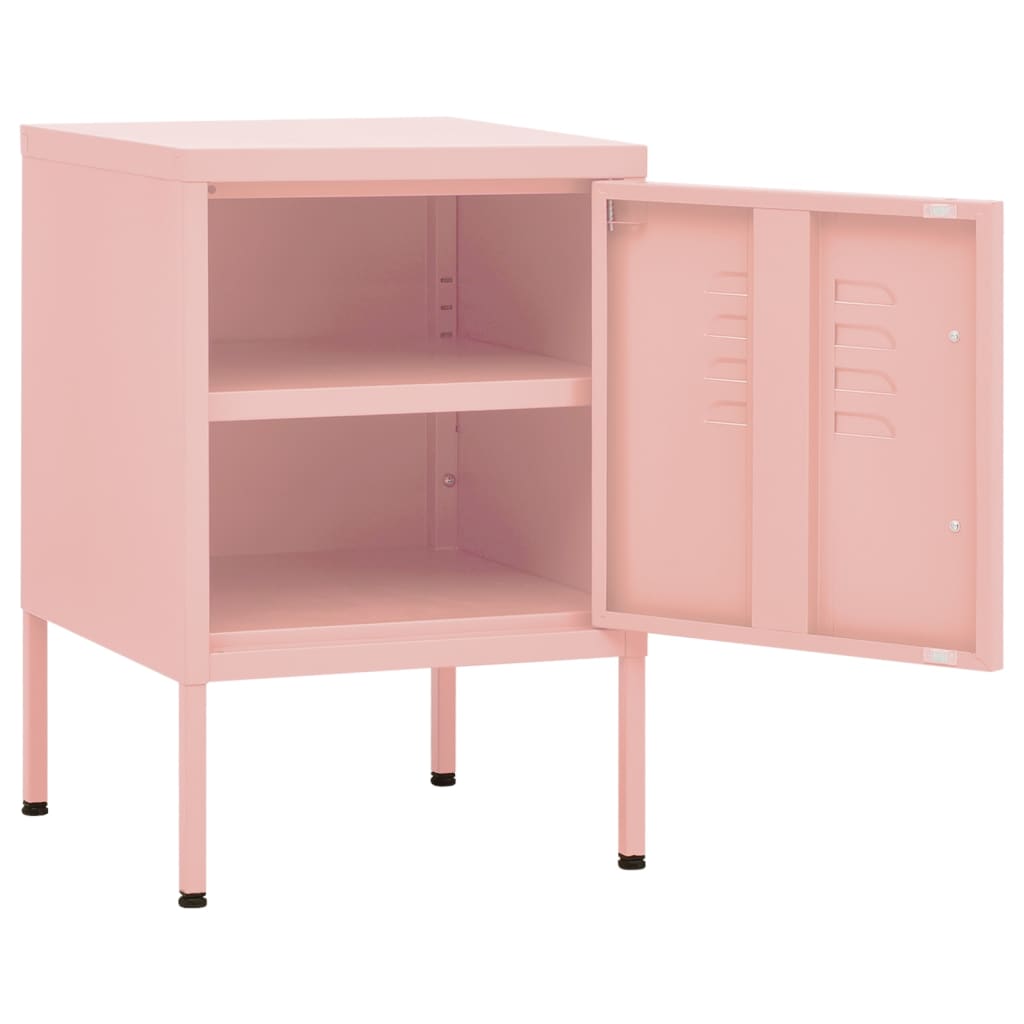 vidaXL Mesa de cabeceira 35x35x51 cm aço rosa