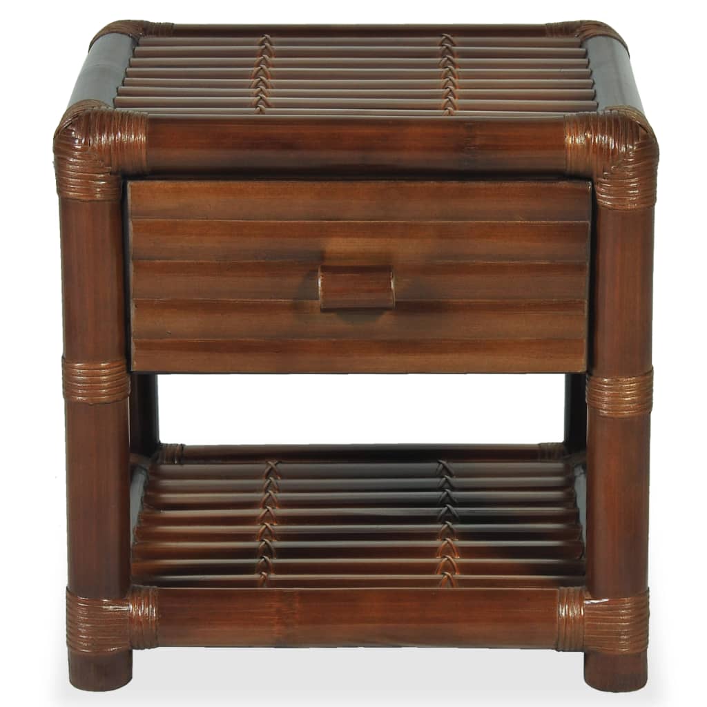 vidaXL Mesa-de-cabeceira 45x45x40 cm em bambu castanho escuro