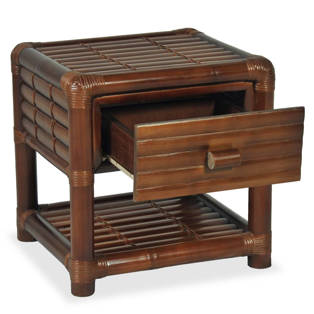 vidaXL Mesa-de-cabeceira 45x45x40 cm em bambu castanho escuro