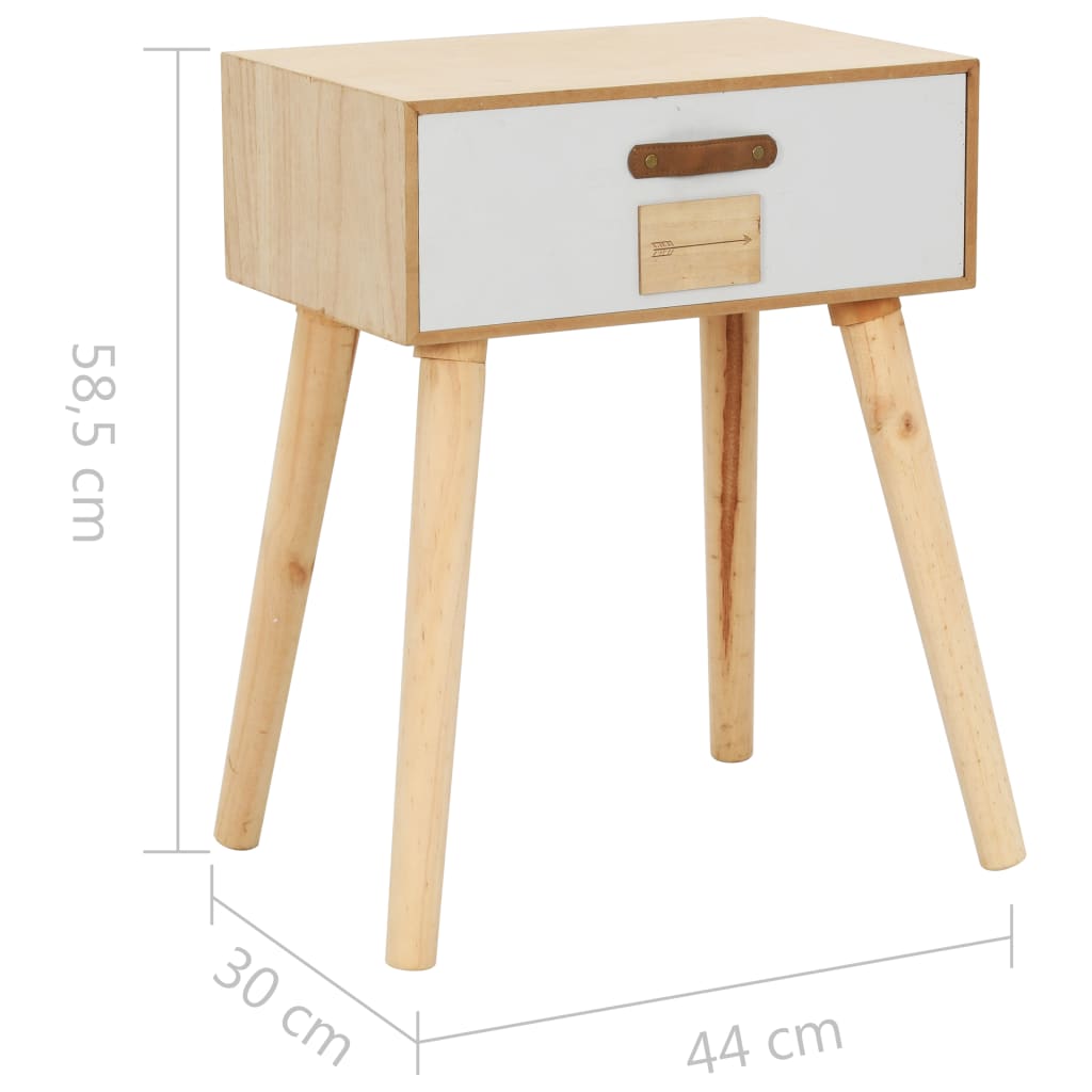 vidaXL Mesa de cabeceira com uma gaveta 44x30x58,5 cm pinho maciço