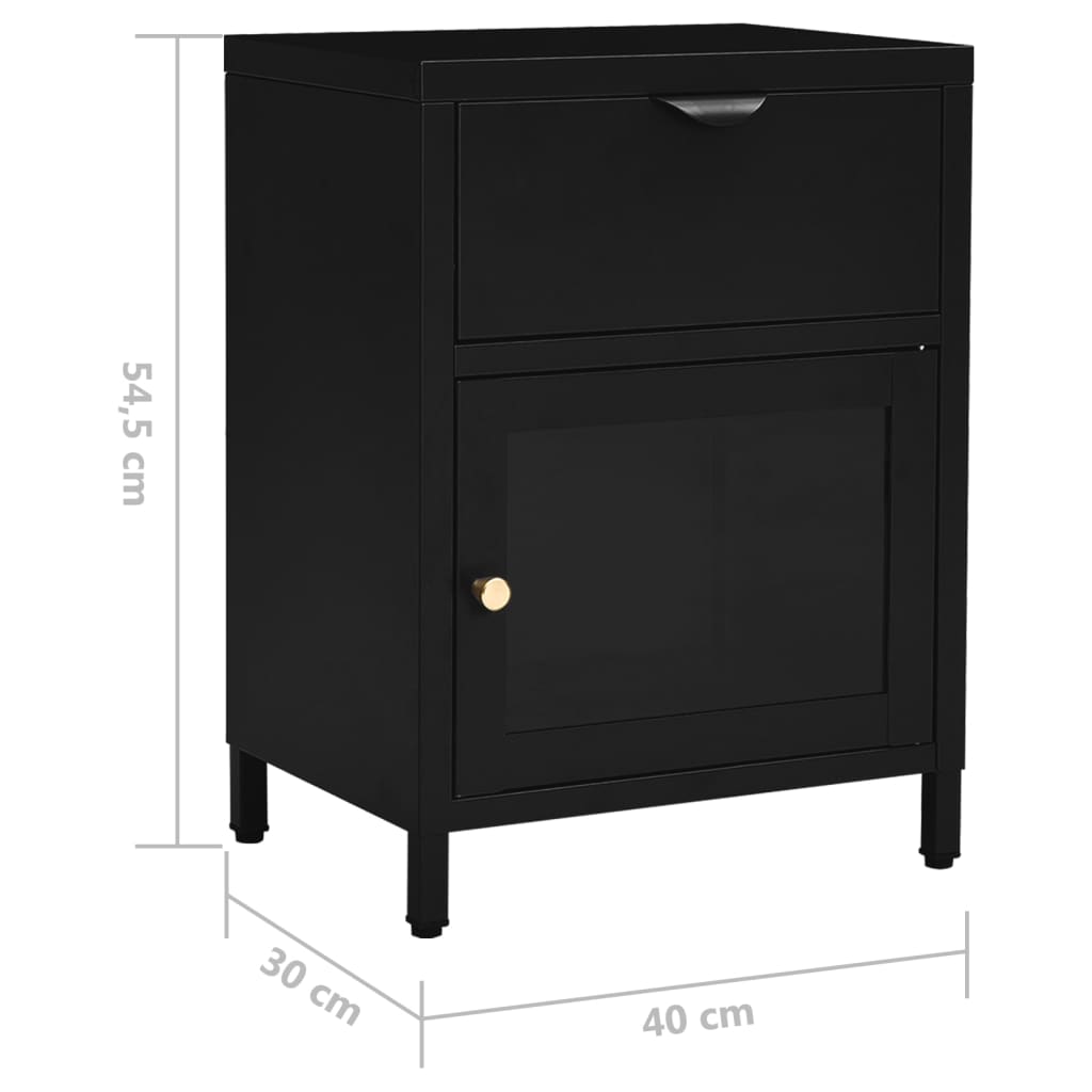 vidaXL Mesa de cabeceira 40x30x54,5 cm vidro e aço preto