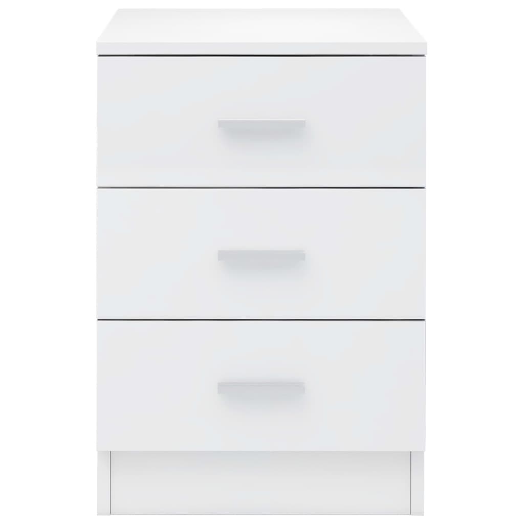 vidaXL Mesa de cabeceira 38x35x56 cm contraplacado branco brilhante