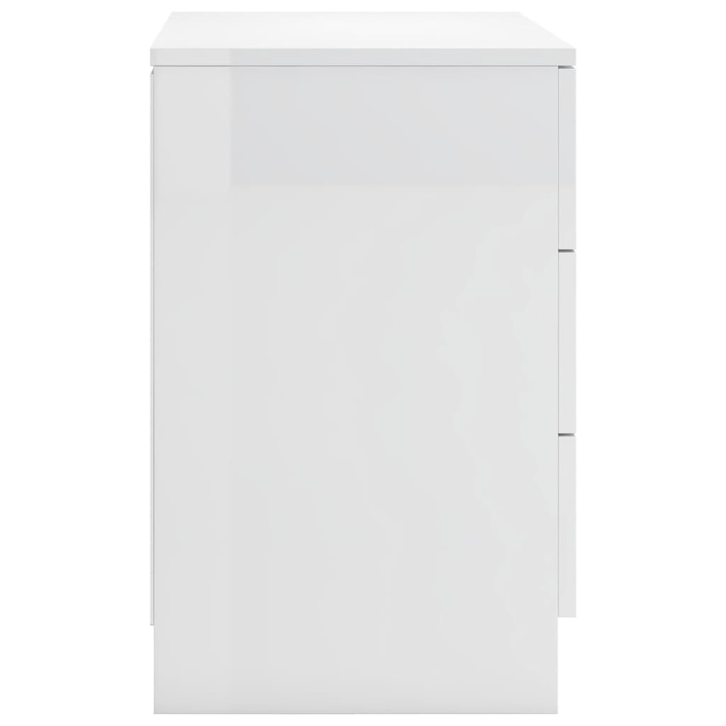 vidaXL Mesa de cabeceira 38x35x56 cm contraplacado branco brilhante