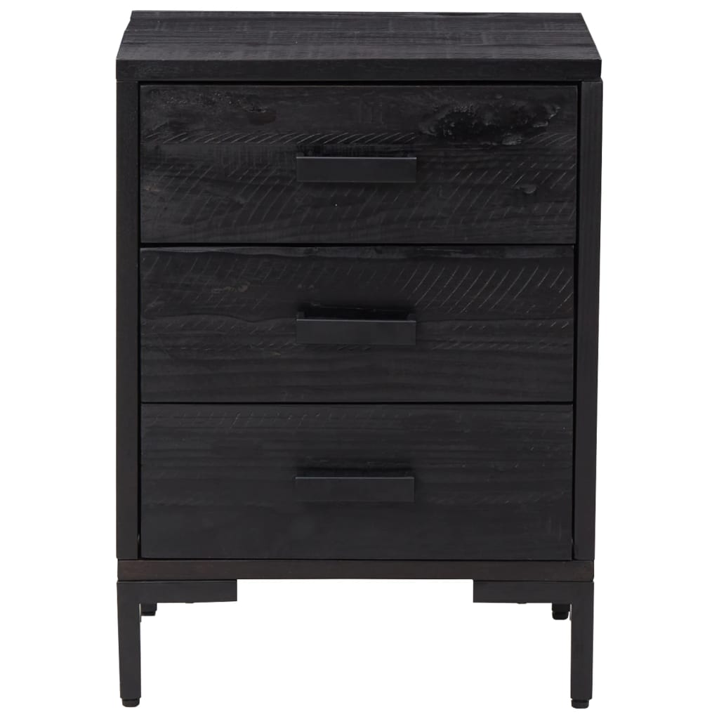 vidaXL Mesa de cabeceira 40x30x55 cm pinho reciclado maciço preto