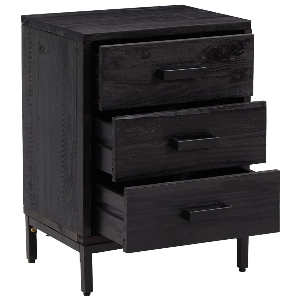 vidaXL Mesa de cabeceira 40x30x55 cm pinho reciclado maciço preto