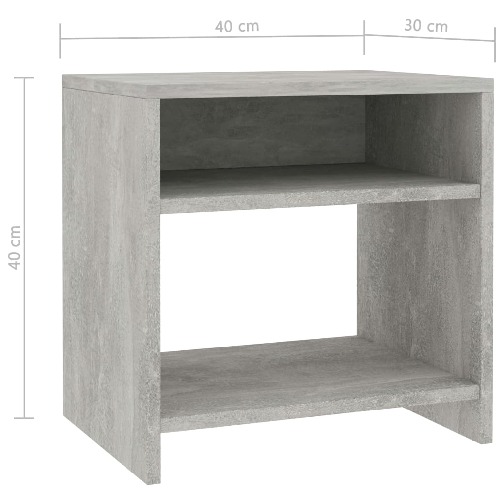 vidaXL Mesa de cabeceira 40x30x40cm derivados de madeira cinza cimento