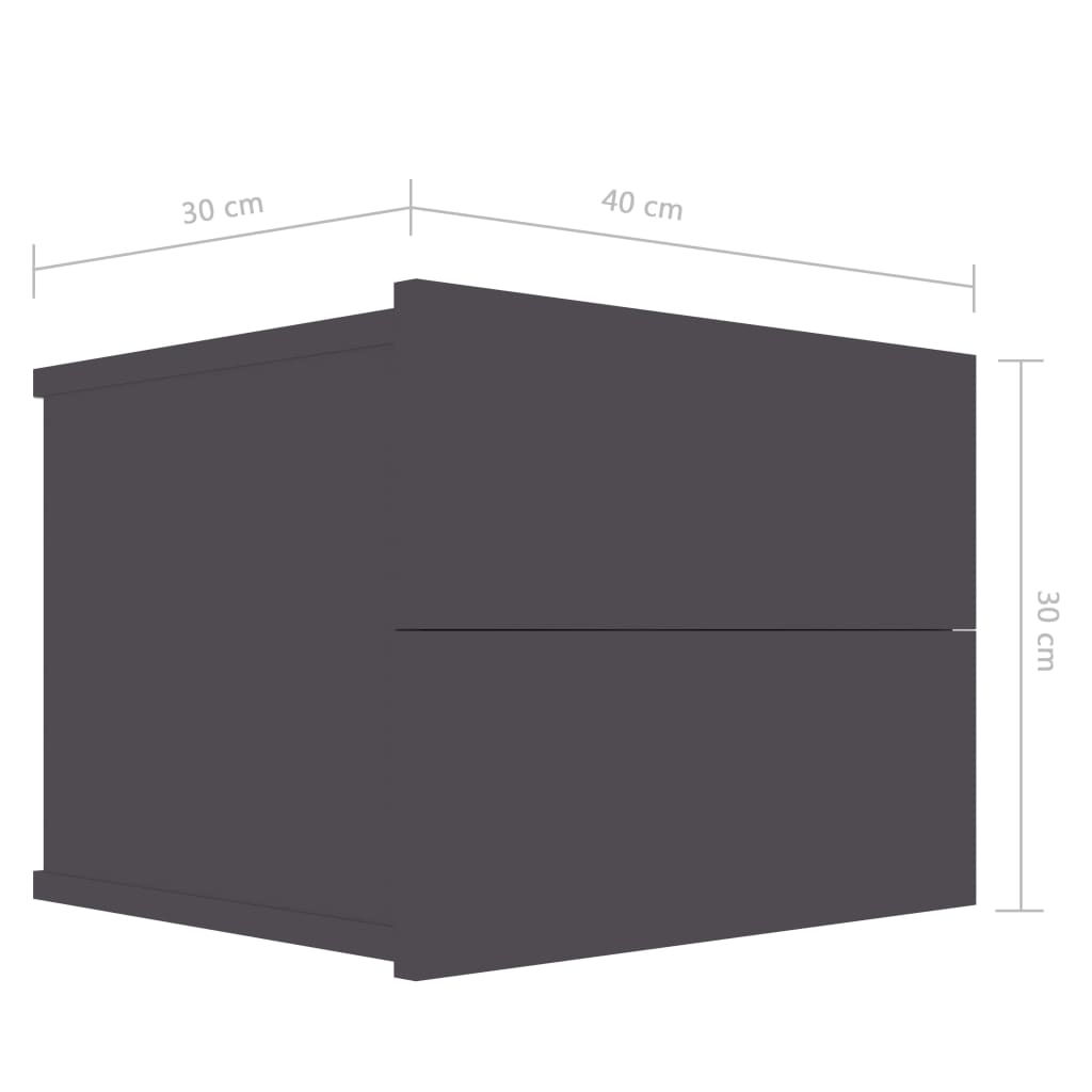 vidaXL Mesas de cabeceira 2 pcs 40x30x30 cm derivados madeira cinzento