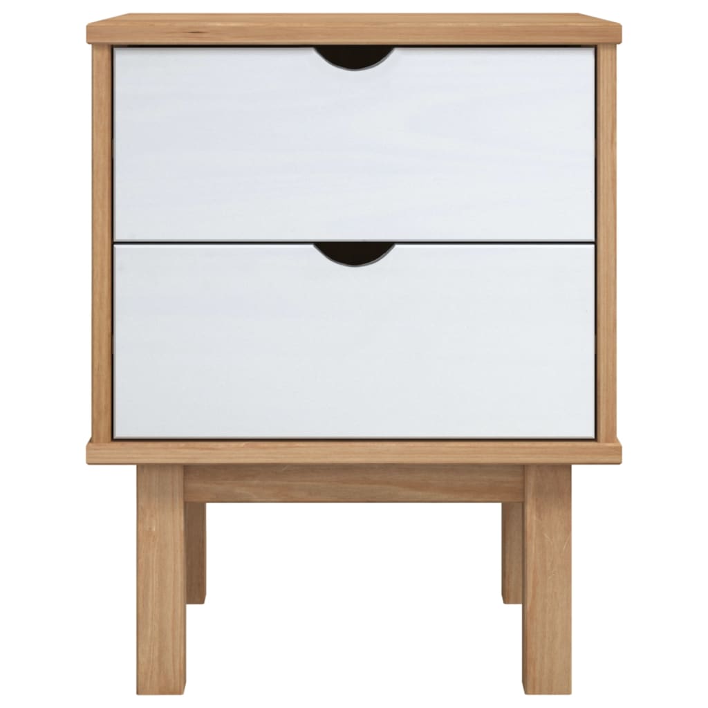 vidaXL Mesa DE cabeceira OTTA 45x39x57 cm pinho maciço castanho/branco