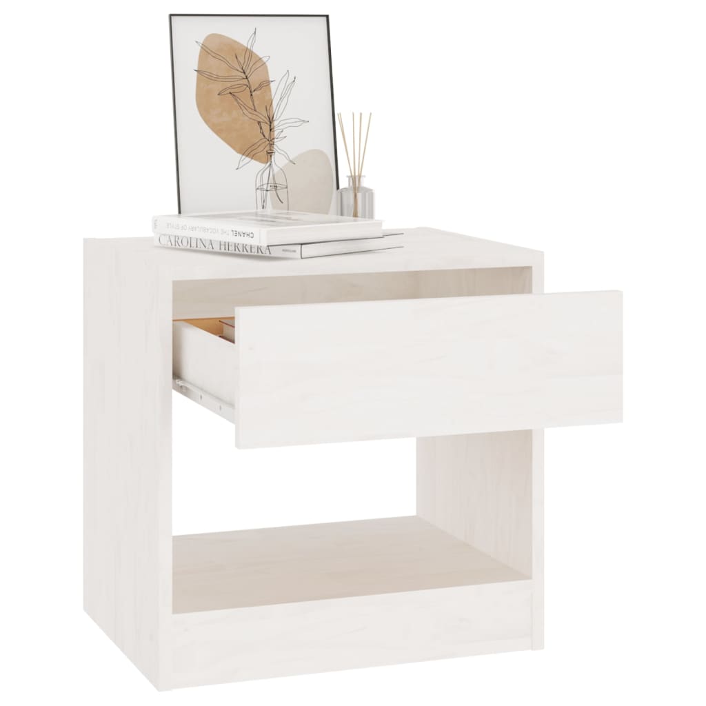 vidaXL Mesa de cabeceira 40x31x40 cm pinho maciço branco