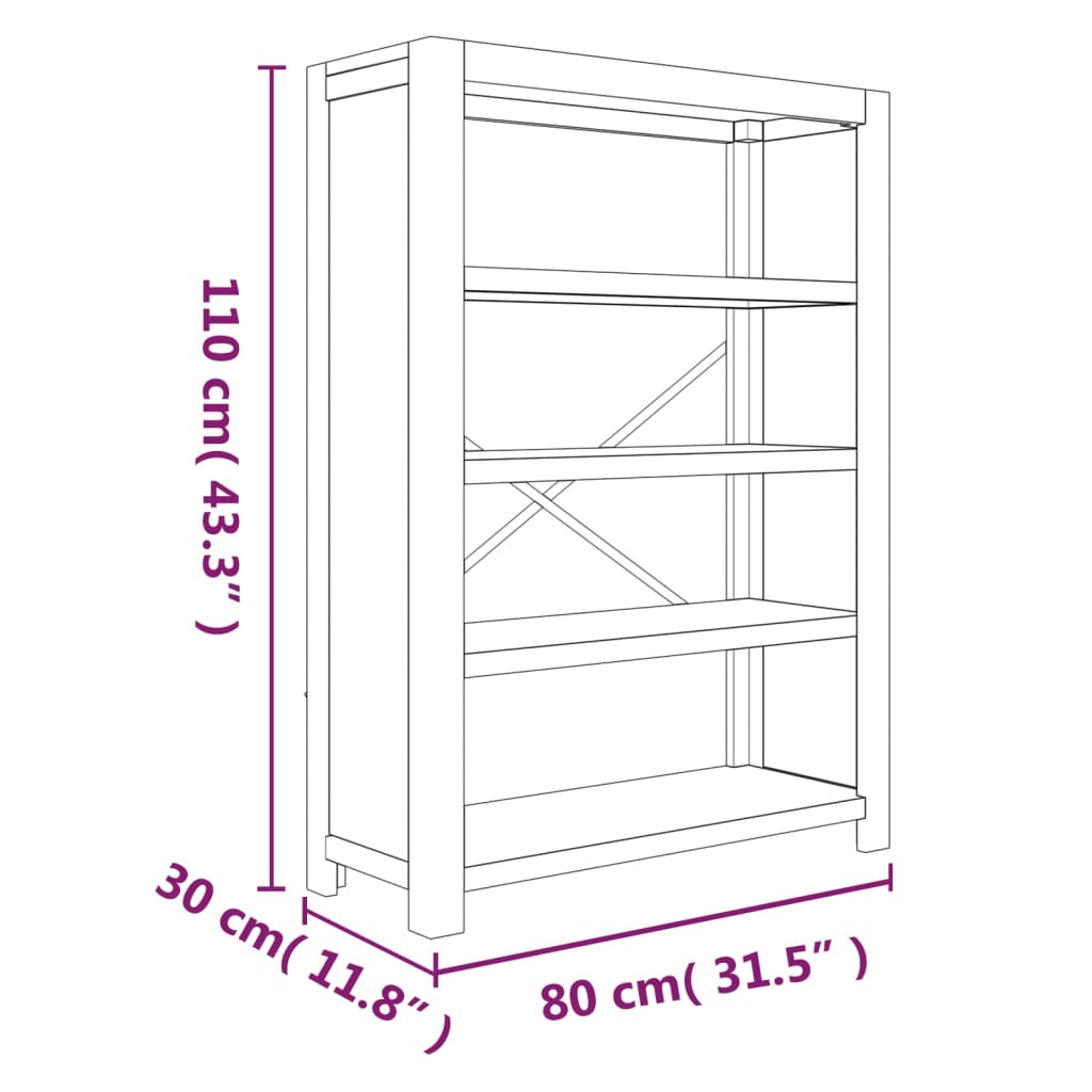 vidaXL Estante com 4 prateleiras 80x30x110 cm madeira de acácia maciça