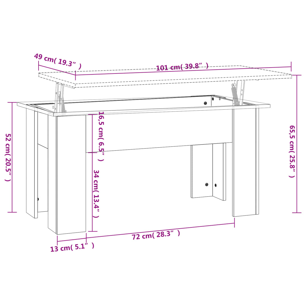 vidaXL Mesa de centro 101x49x52 cm madeira processada branco