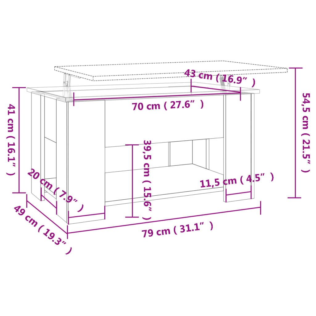 vidaXL Mesa de centro 79x49x41cm derivados de madeira cinzento sonoma