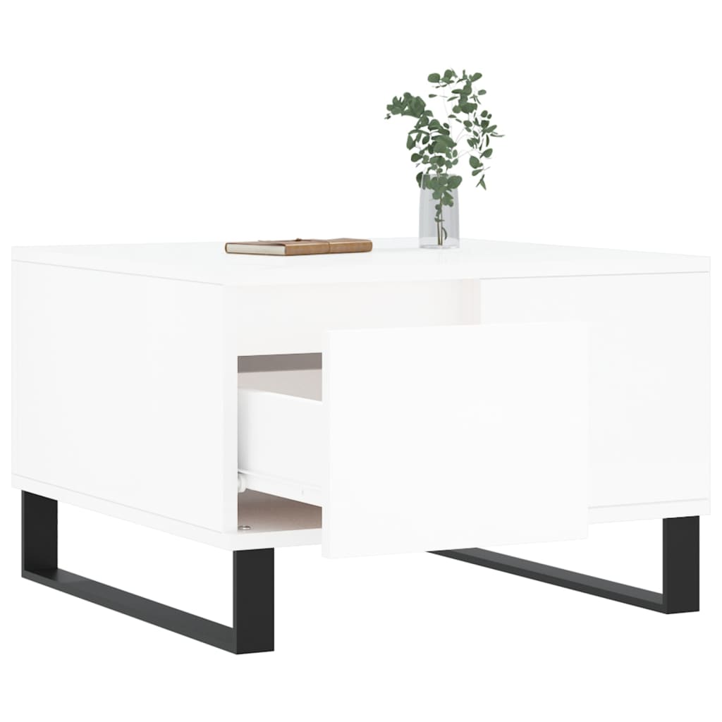 vidaXL Mesa de centro 55x55x36,5 cm derivados madeira branco brilhante