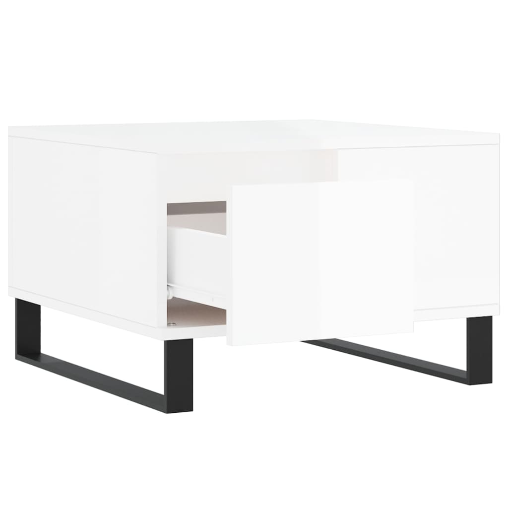 vidaXL Mesa de centro 55x55x36,5 cm derivados madeira branco brilhante