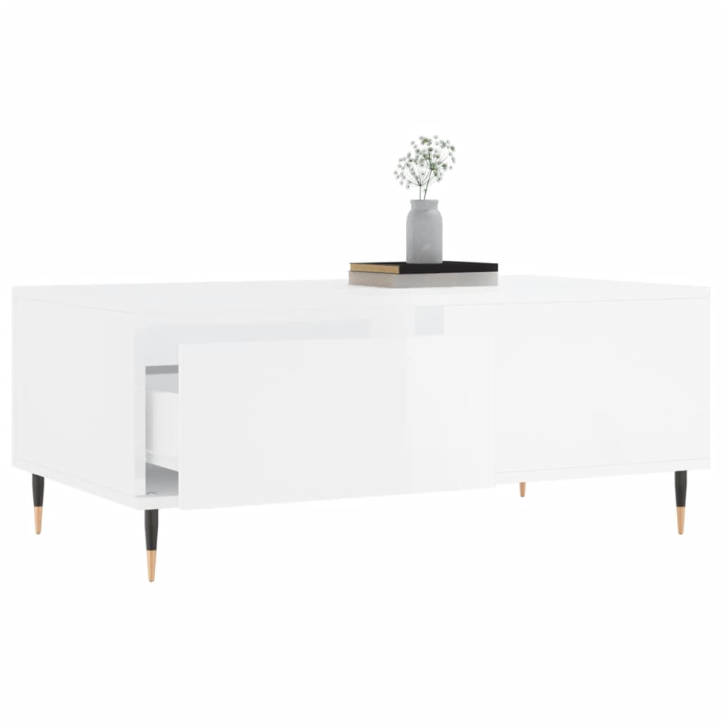 vidaXL Mesa de centro 90x50x36,5 cm derivados madeira branco brilhante