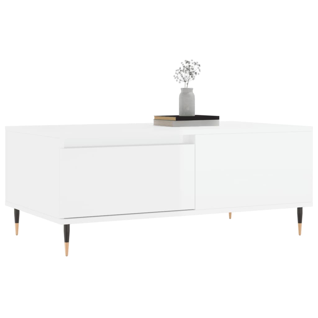 vidaXL Mesa de centro 90x50x36,5 cm derivados madeira branco brilhante