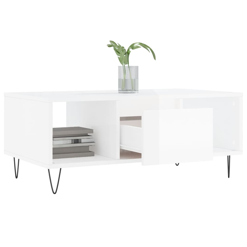 vidaXL Mesa de centro 90x50x36,5 cm derivados madeira branco brilhante