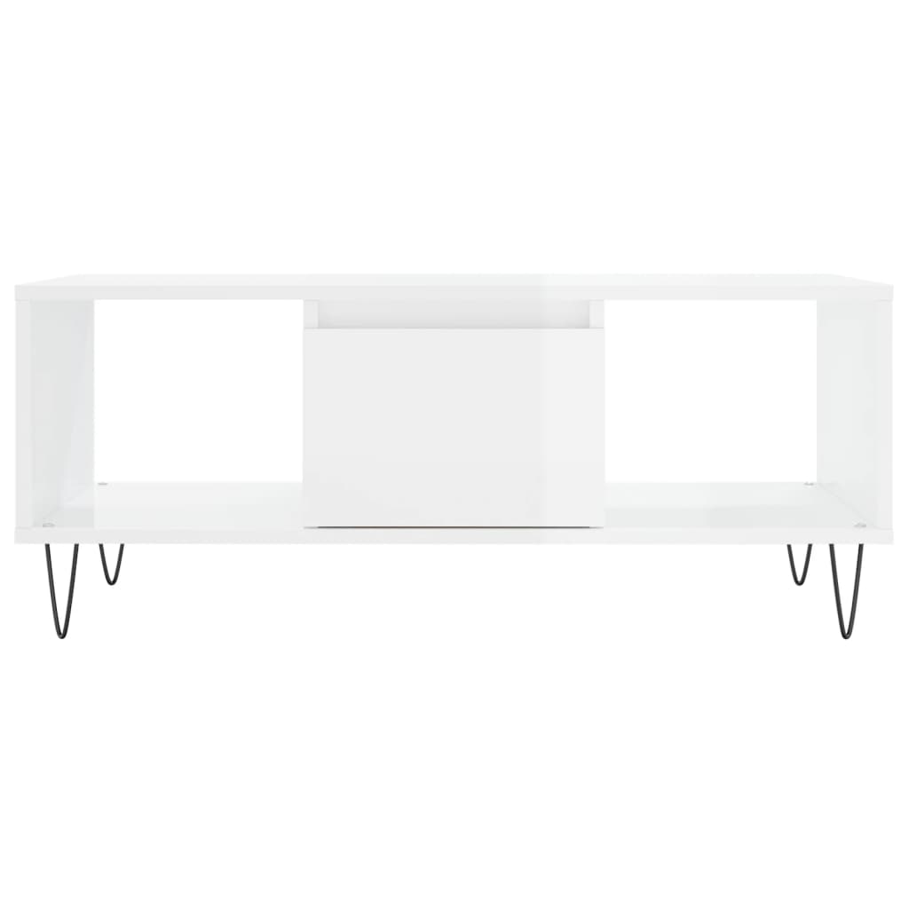 vidaXL Mesa de centro 90x50x36,5 cm derivados madeira branco brilhante