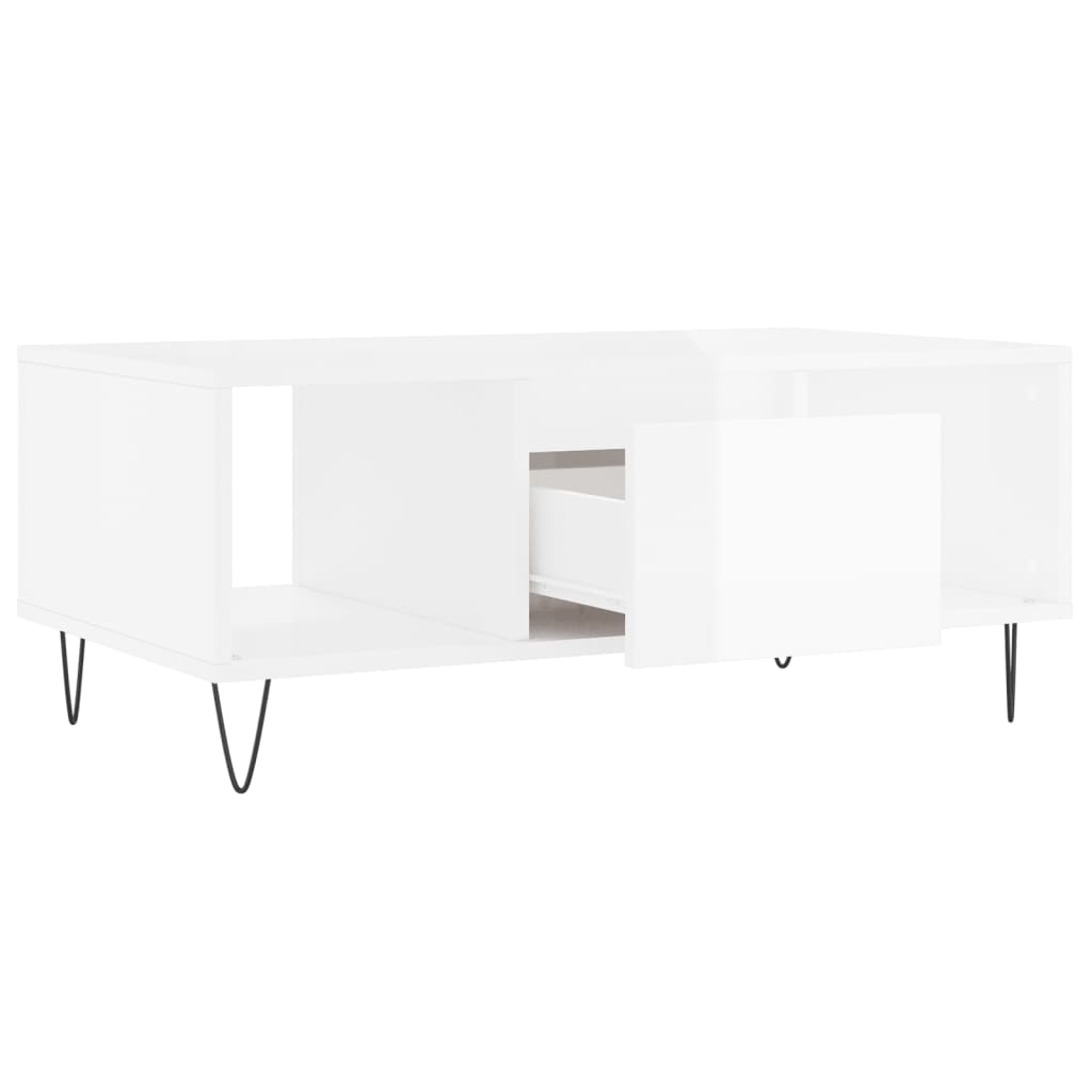 vidaXL Mesa de centro 90x50x36,5 cm derivados madeira branco brilhante