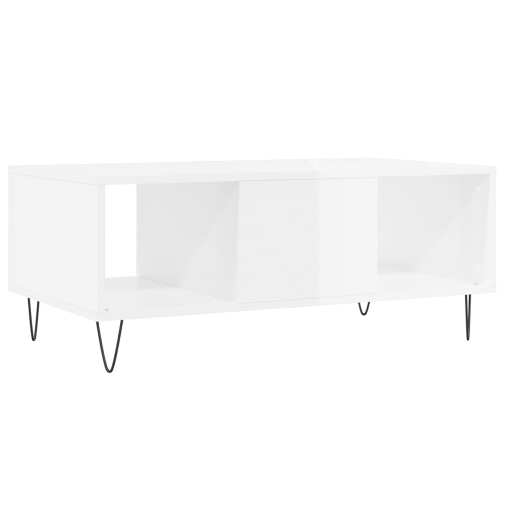 vidaXL Mesa de centro 90x50x36,5 cm derivados madeira branco brilhante