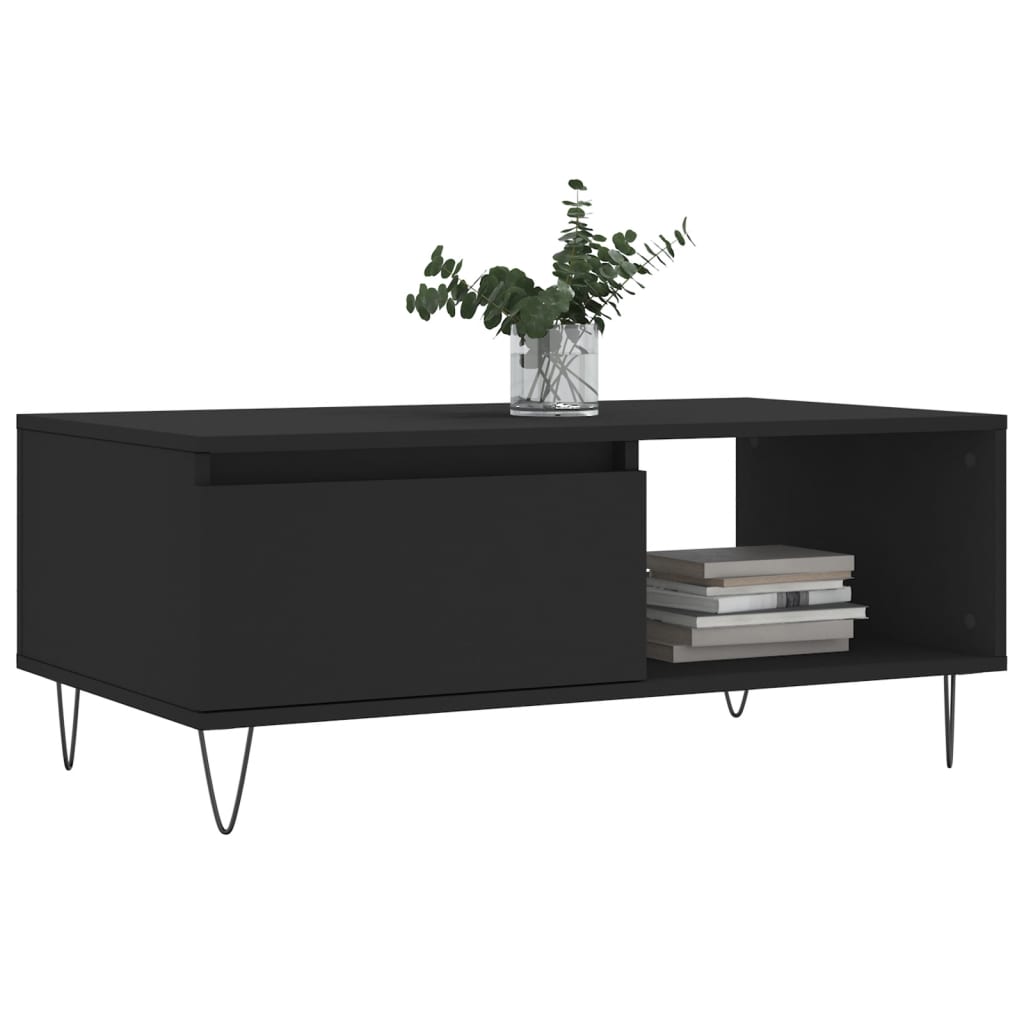 vidaXL Mesa de centro 90x50x36,5 cm derivados de madeira preto