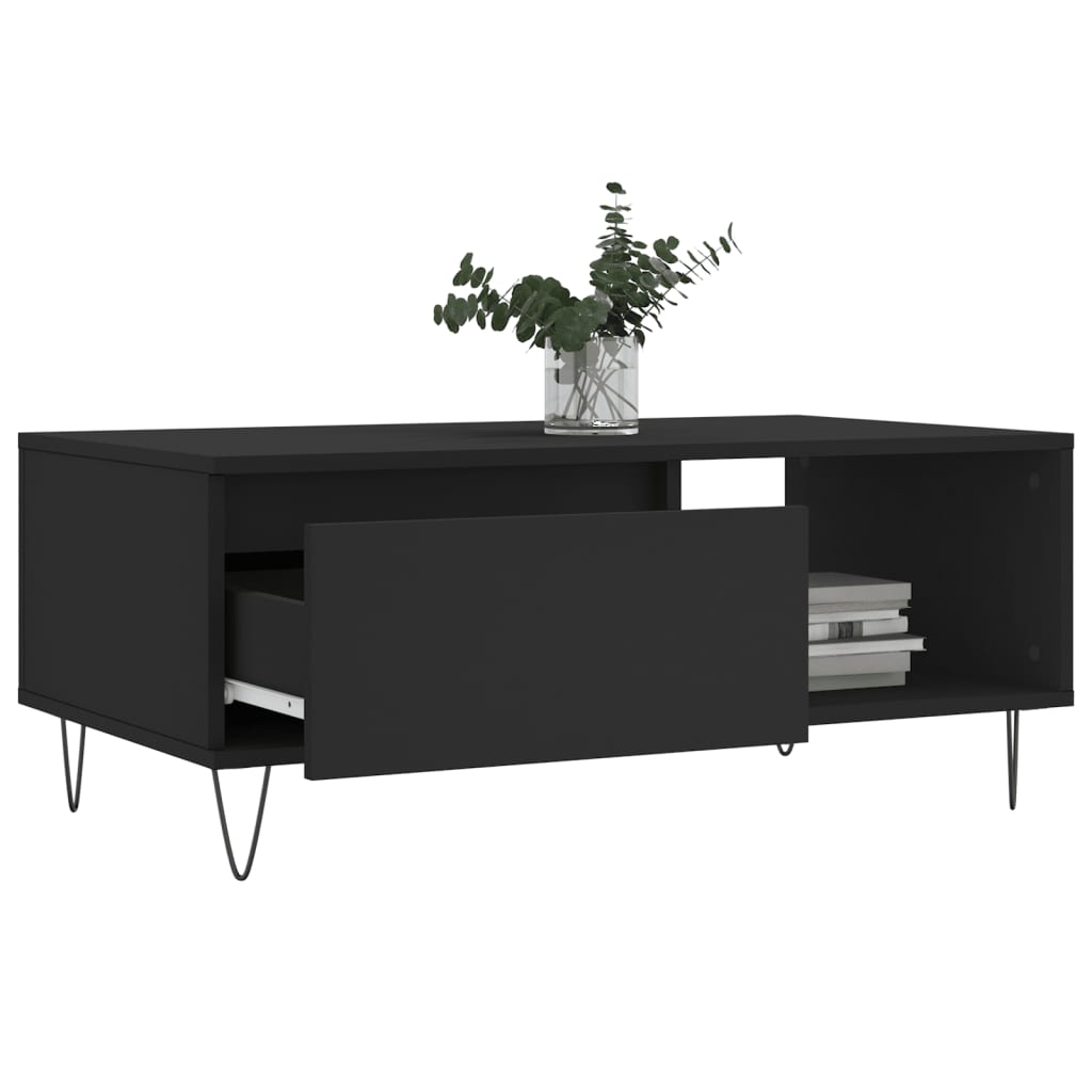 vidaXL Mesa de centro 90x50x36,5 cm derivados de madeira preto