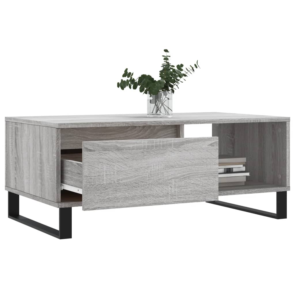 vidaXL Mesa de centro 90x50x36,5 cm derivados madeira cinzento sonoma