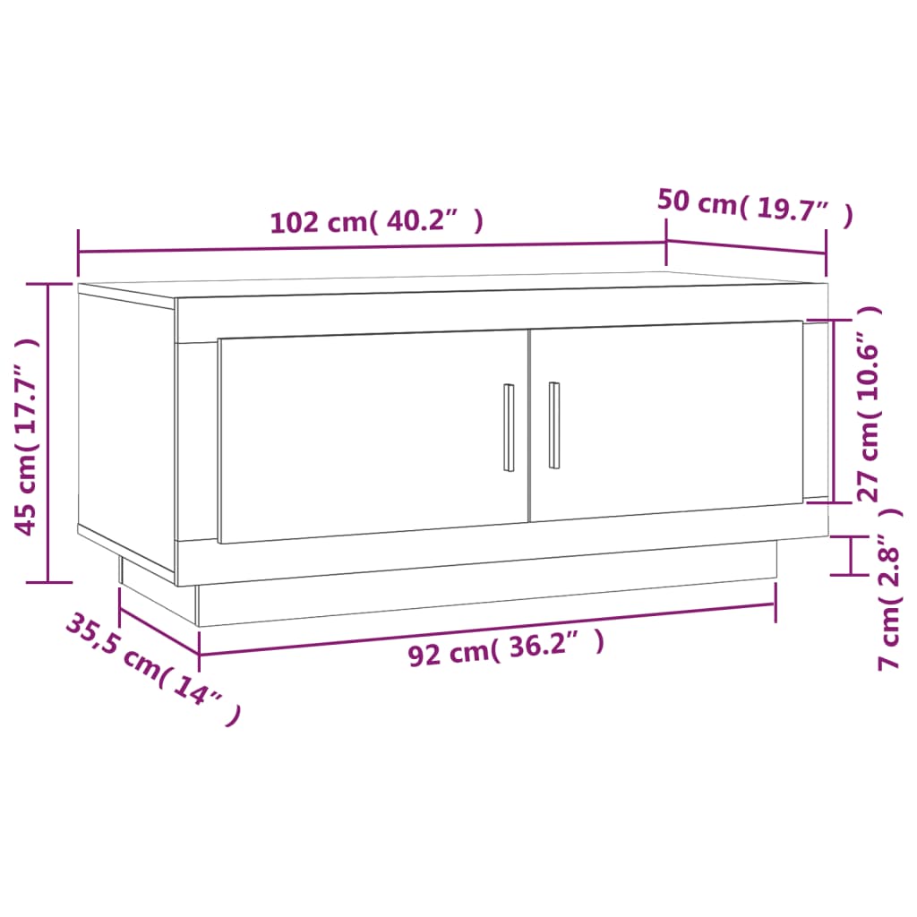 vidaXL Mesa de centro 102x50x45 cm derivados madeira carvalho fumado