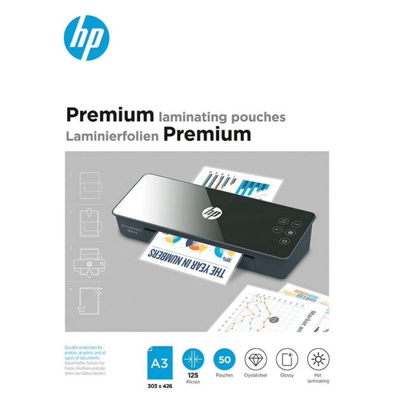 Hewlett Packard|Capas de plastificar Hewlett Packard HPF9127A3125050 A3 50 Folhas