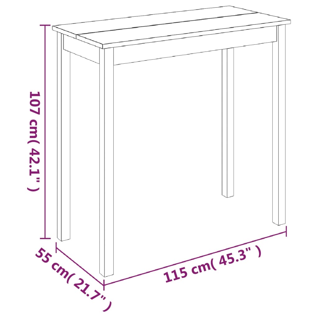 vidaXL Mesa de bar em MDF preto 115x55x107 cm