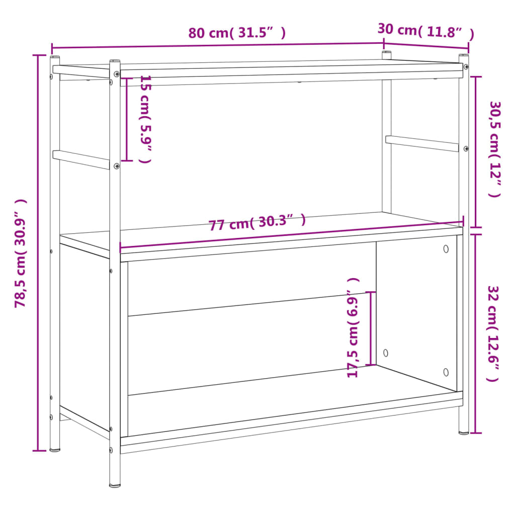 vidaXL Estante 80x30x78,5 cm derivados de madeira e ferro cinza sonoma