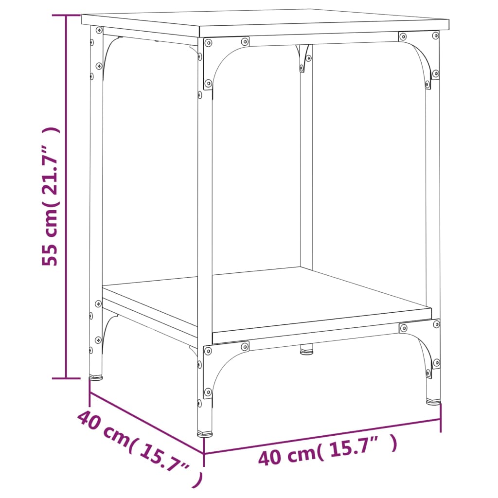 vidaXL Mesa de centro 40x40x55 cm derivados madeira carvalho castanho