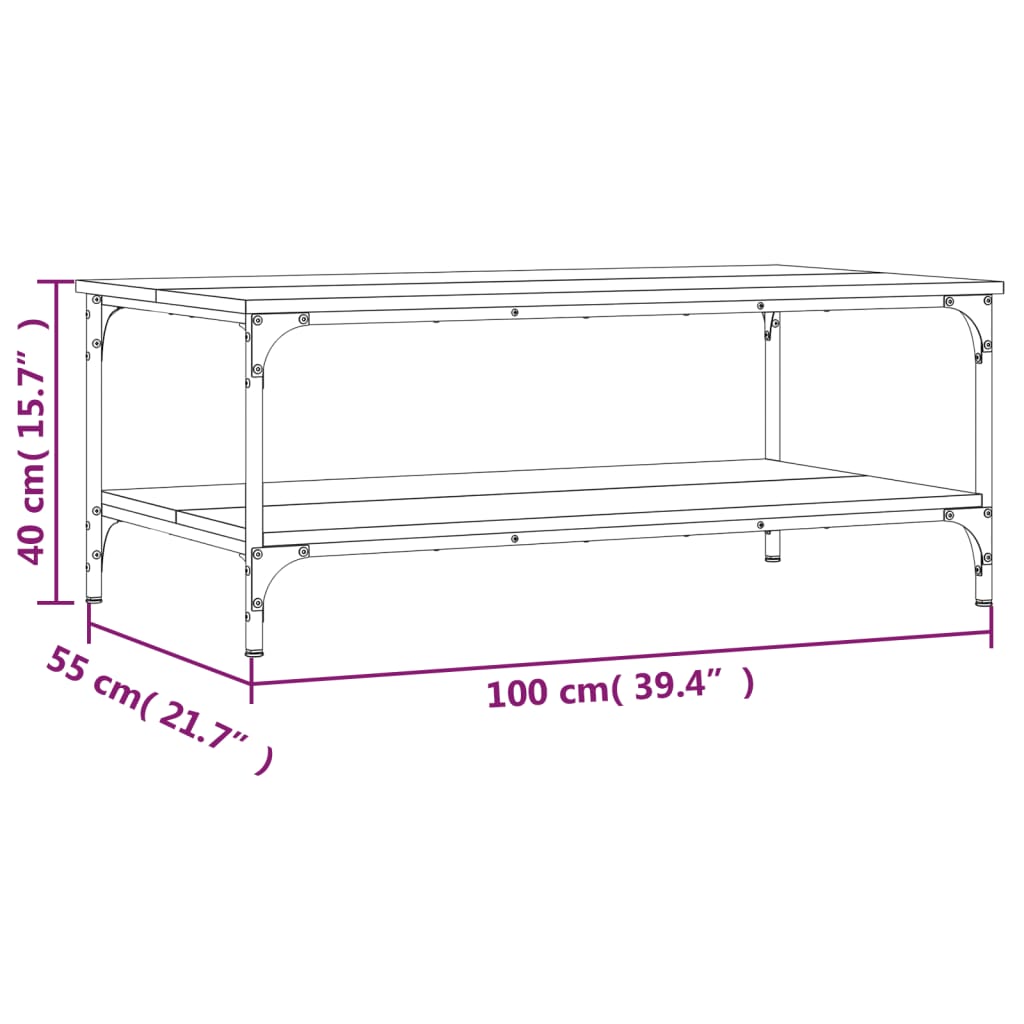 vidaXL Mesa de centro 100x55x40 cm derivados de madeira preto